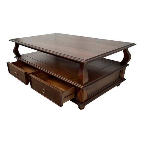 Solid Mahogany Wood Large Coffee Table Antique Design 2 Drawers/125 - Picture 4 of 6