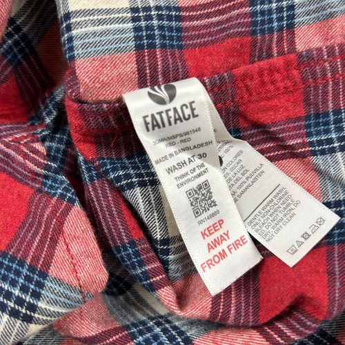 Fat Face Shirt Mens Large Red Blue Plaid Flannel Long Sleeves Button Up - Picture 4 of 9