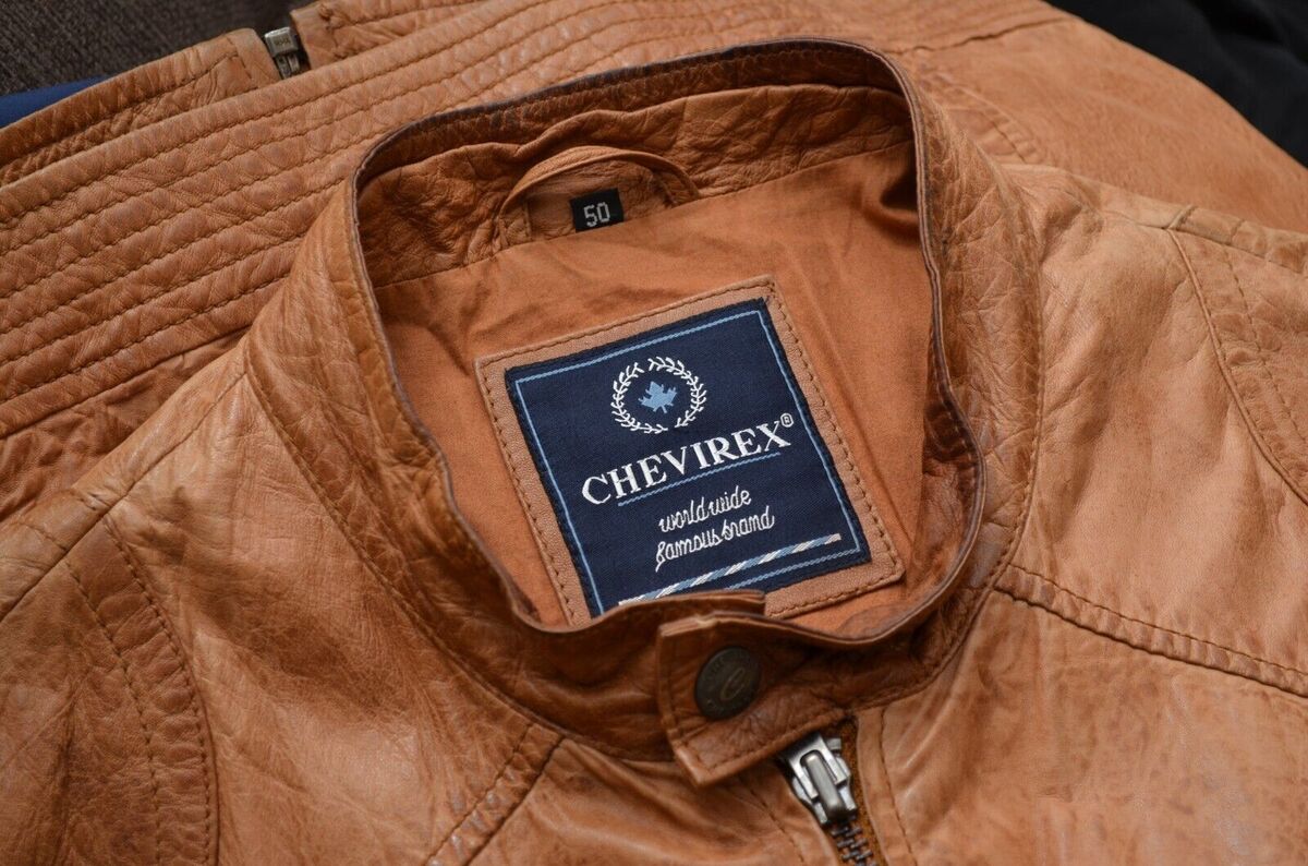 Vintage 90s y2k Chevirex Leather Jacket Brown Size L P2P 23 Vintage 90s y2k Chevirex Leather Jacket Brown Size L P2P 23