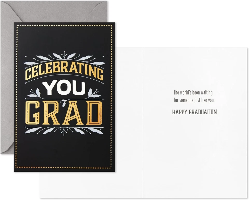 Graduation Cards Assortment, Black and Gold (12 Cards and Envelopes, 4 Designs) - Image 2 of 4