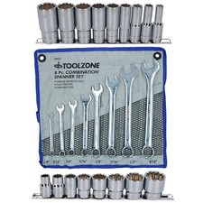 Shallow + Deep Whitworth Sockets 1/2" Drive + BSW Combination Spanners 25pc