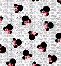 Disney Minnie Mouse Fabric 1/2 Yard 18"x43" 100 Cotton New
