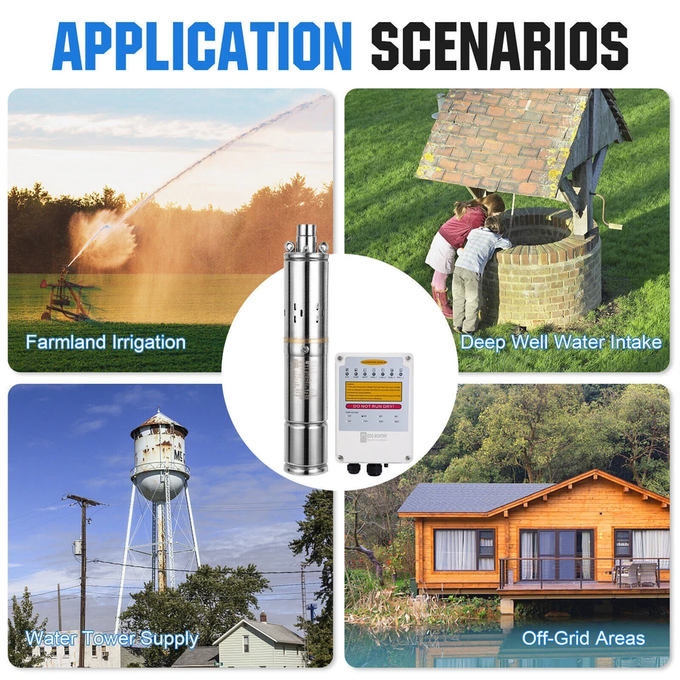 3" DC 24V Solar Water Pump Deep Well Pump Submersible Bore MPPT Controller Kit - Image 2 of 4