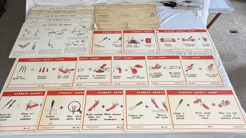 VNTG Stanley Tools Safety Charts Advertising Sign Lot YOU CHOOSE
