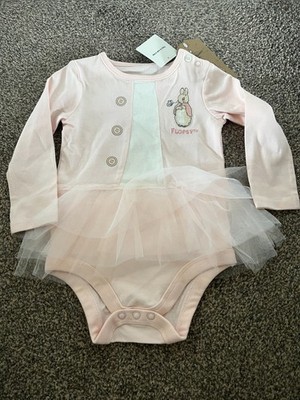 TU Baby Peter Rabbit Pink Flopsy Bunny Tutu Long Sleeve Bodysuit 6-9 Months New