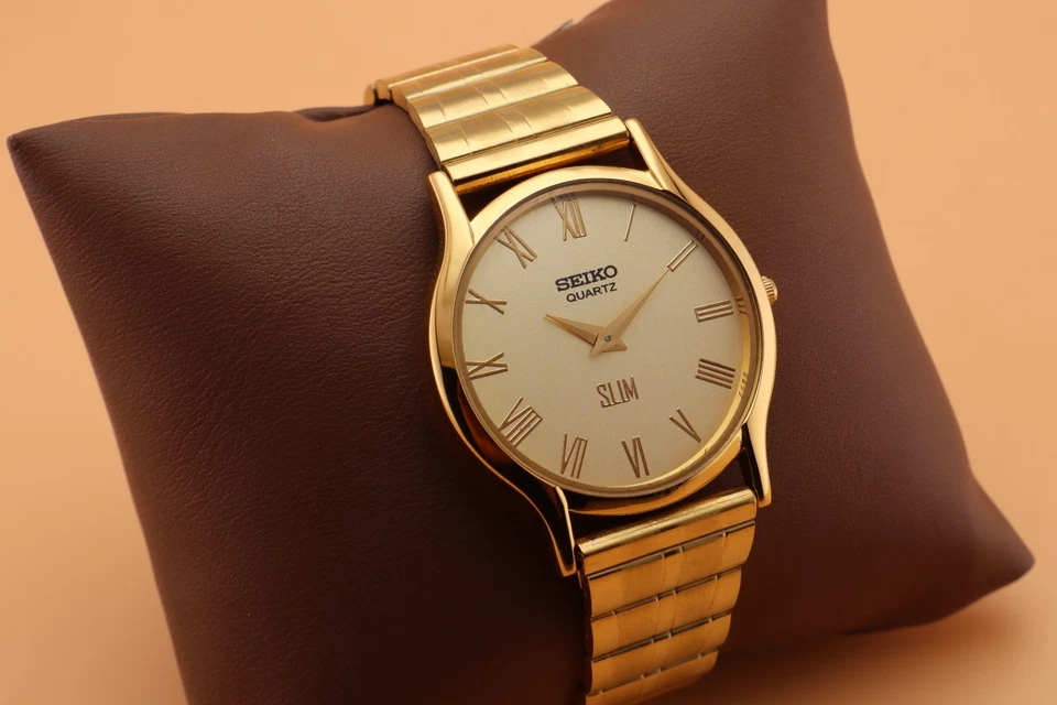 Винтажные круглые кварцевые мужские часы Seiko с совершенно новым аккумулятором — новым ремешком - Изображение 2 из 4