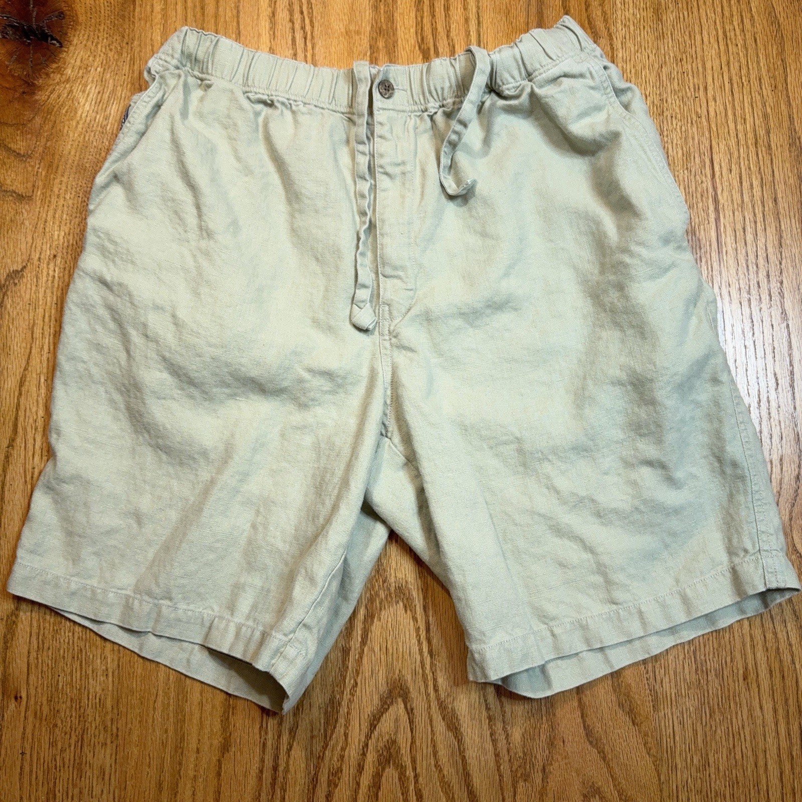 Tommy Bahama Relax Linen Shorts Men’s Large Khaki Elastic Waist Beach Wear