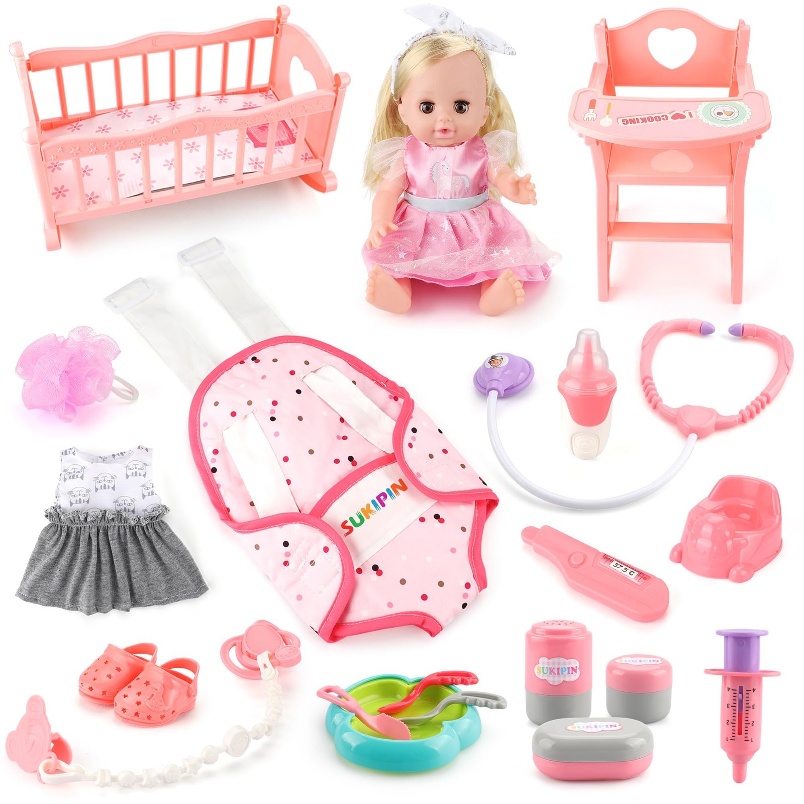For 3 4 5 Year Old Girls, Baby Doll Accessories, Doll Sets F