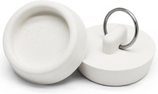 2 PCS 1-1/2" to 1-5/8" Rubber Drain Stopper with Hanging Ring, White