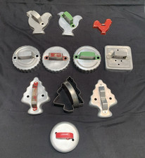 Vintage Lot of 11 Metal Cookie Cutters with Handles Various Sizes  Shapes