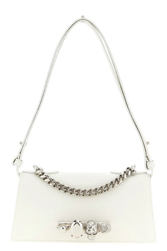 MCQUEEN Jewelled Mini White Leather Shoulder Bag New & Authentic