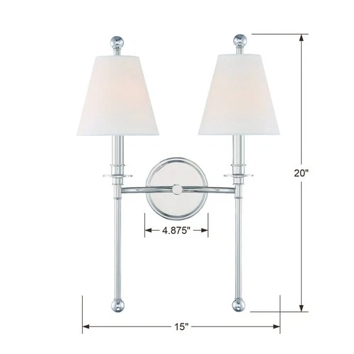 Crystorama Riverdale 14 1/2"H Polished Nickel 2-Light Wall Sconce - Picture 5 of 5