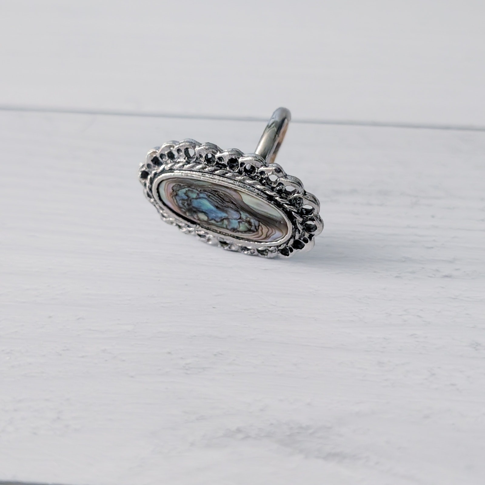 Vintage Ring Abalone Inlay Ring Statement Ring - image 9