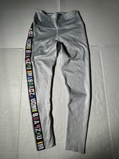 Pre Owned Excellent Zumba Wear Leggings World Flags Glitter Silver Women Size M