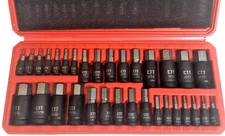 32PC Hex Allen Master Socket Impact Bit Set S2 Steel | SAE & Metric S2 Steel