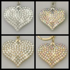 HEART KEY CHAIN SPARKLING CRYSTALS SELECT COLOR FREE USA SHIPPING