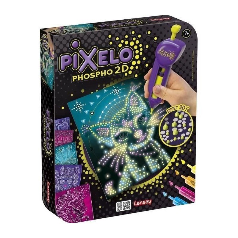 Jeu de coloriage LANSAY 20285 Pixelo Phospho 2D phosphorescent pour enfant