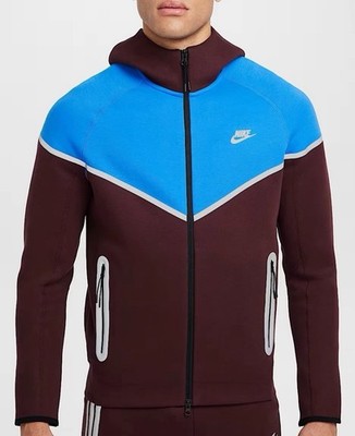 Nike Air Tech Fleece Windrunner Burgundy Crush Light Photo Blue Sz XS HQ3746-652