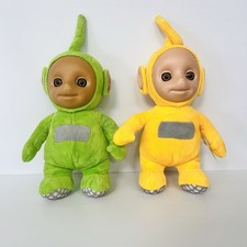 2 Teletubbies Laa Laa Plush & Dipsy Approx 21 Cm Talking Belly Not Working