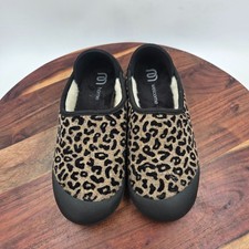 Mahabis Classic Slipper Shoes Women's 38 / 7.5 Leopard Felt Wool Shearling Mule