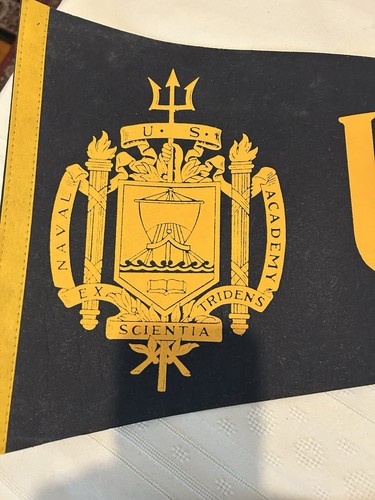 1950 60s Vintage Pennant US Naval Academy Navy Banner Military football Sport 1 - Picture 3 of 10