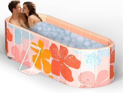 Portable Bathtub for Adult 59'' Large Collapsible Cold Plunge Bathtub Foldable No