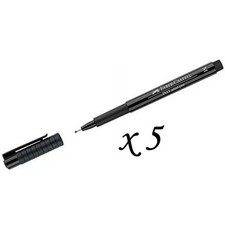 5 Faber-Castell India Ink Pitt Artist Pens 0.7mm - Medium Black 199 FC567399