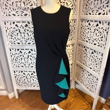 Calvin Klein Elegant Black and Teal Sleeveless Dress NWT Sz 10