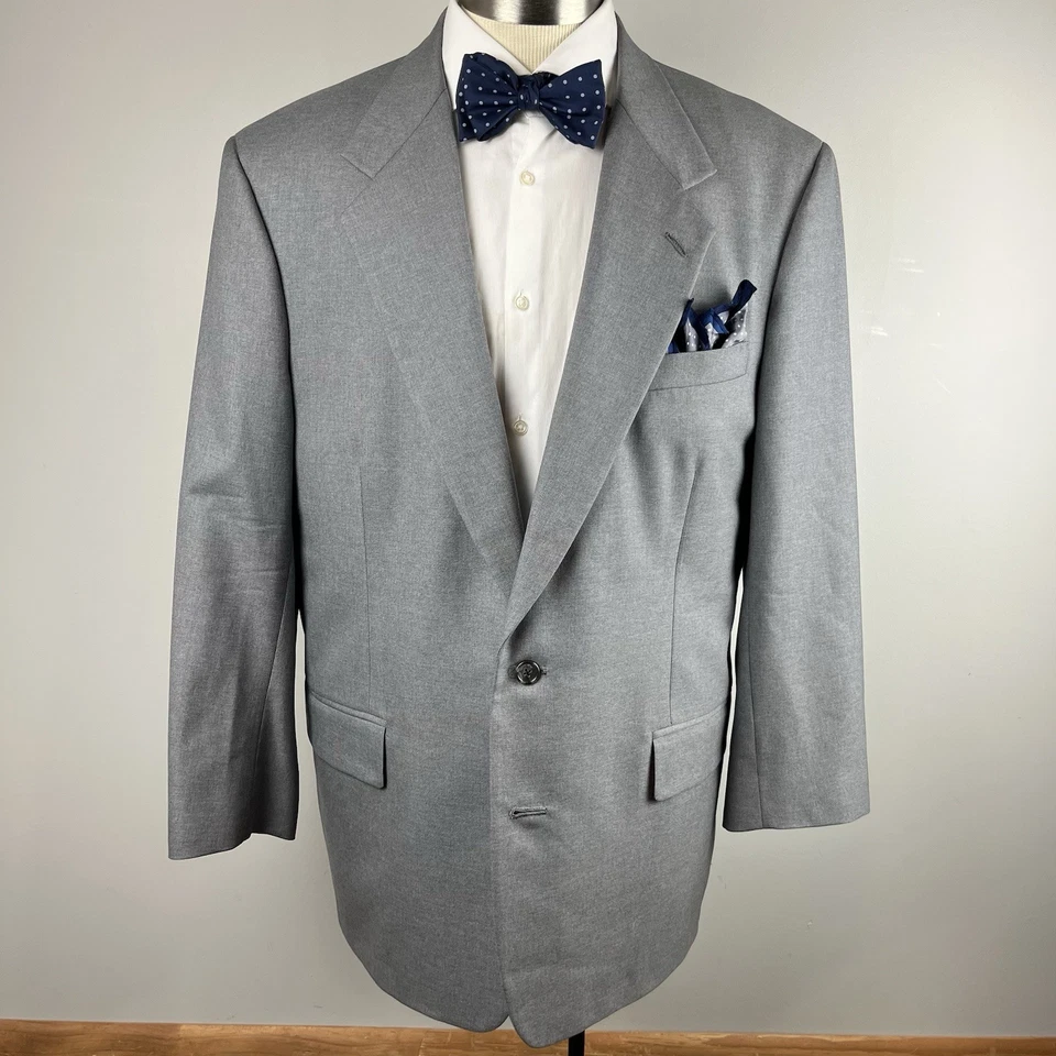Custom Classic Holland Sherry 44S gray 100% wool 2pc suit 40 x 30 flat pants USA - Image 4 of 4