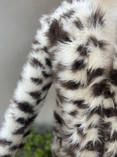 Vtg 80s Faux Fur Jacket Brown White Animal Print XS/S Lillie Rubin - Picture 6 of 10