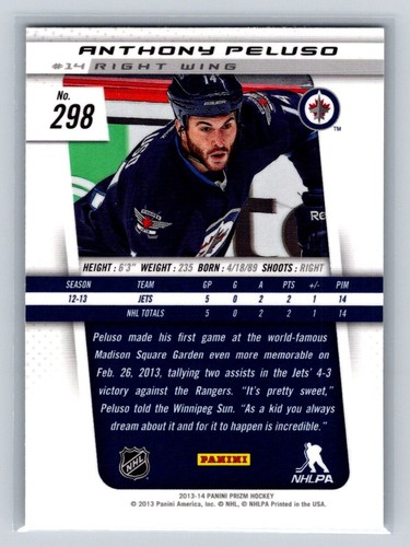 2013 Panini Prizm #298 Anthony Peluso RC Winnipeg Jets - Bild 2 von 2