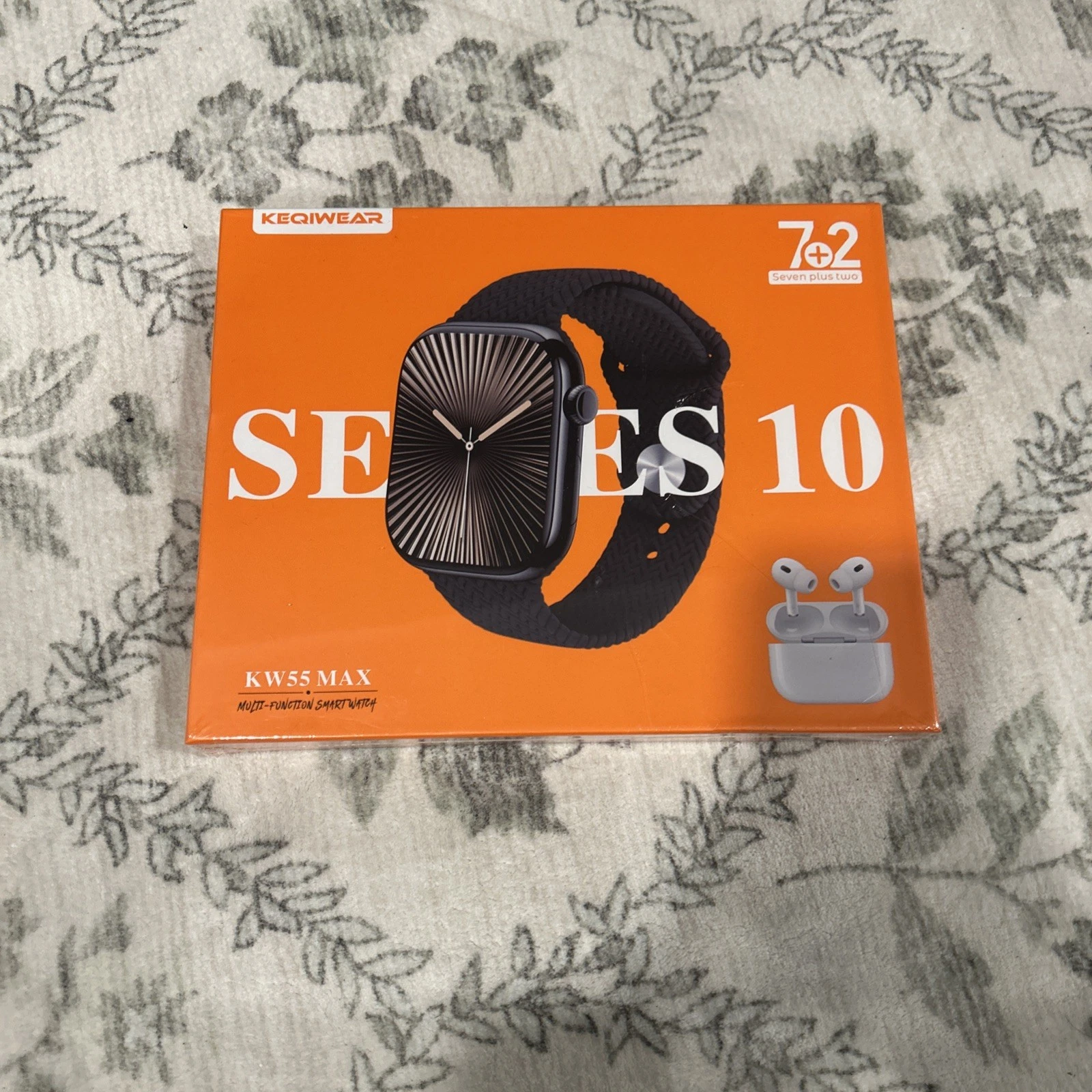 KW55 Max Bluetooth Smartwatch w/Wireless Earbuds Fitness Watch Black - New