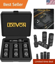 Heavy-Duty Chrome Moly Impact Socket Set - 6 Lug Sizes with Rustproof Coating