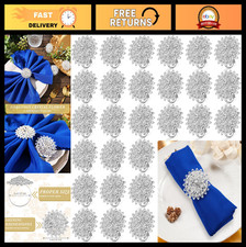 100 Pcs Silver Rhinestone Napkin Rings - Bling Floral Holders for Weddings  Par