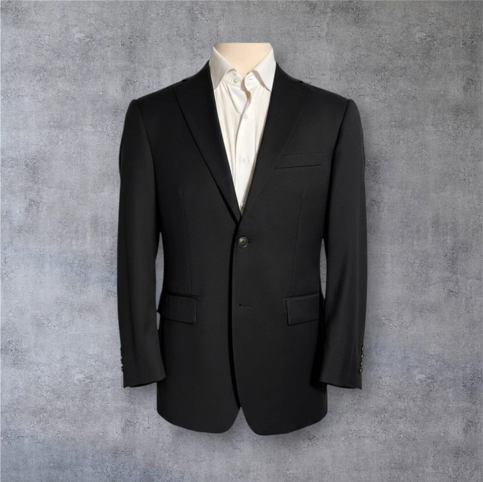 Jaqueta PAUL FREDERICK Blazer 40S Sport Coat 2 Botões Preta 100% Lã Nova Sem etiquetas - Imagem 2 de 4