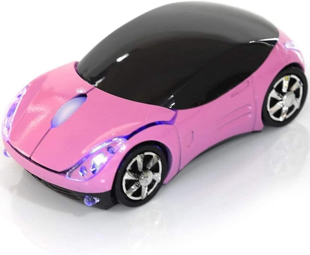 Pink Wireless Car Mouse - 2.4G Wireless with USB Receiver, Optical Mouse for PC,