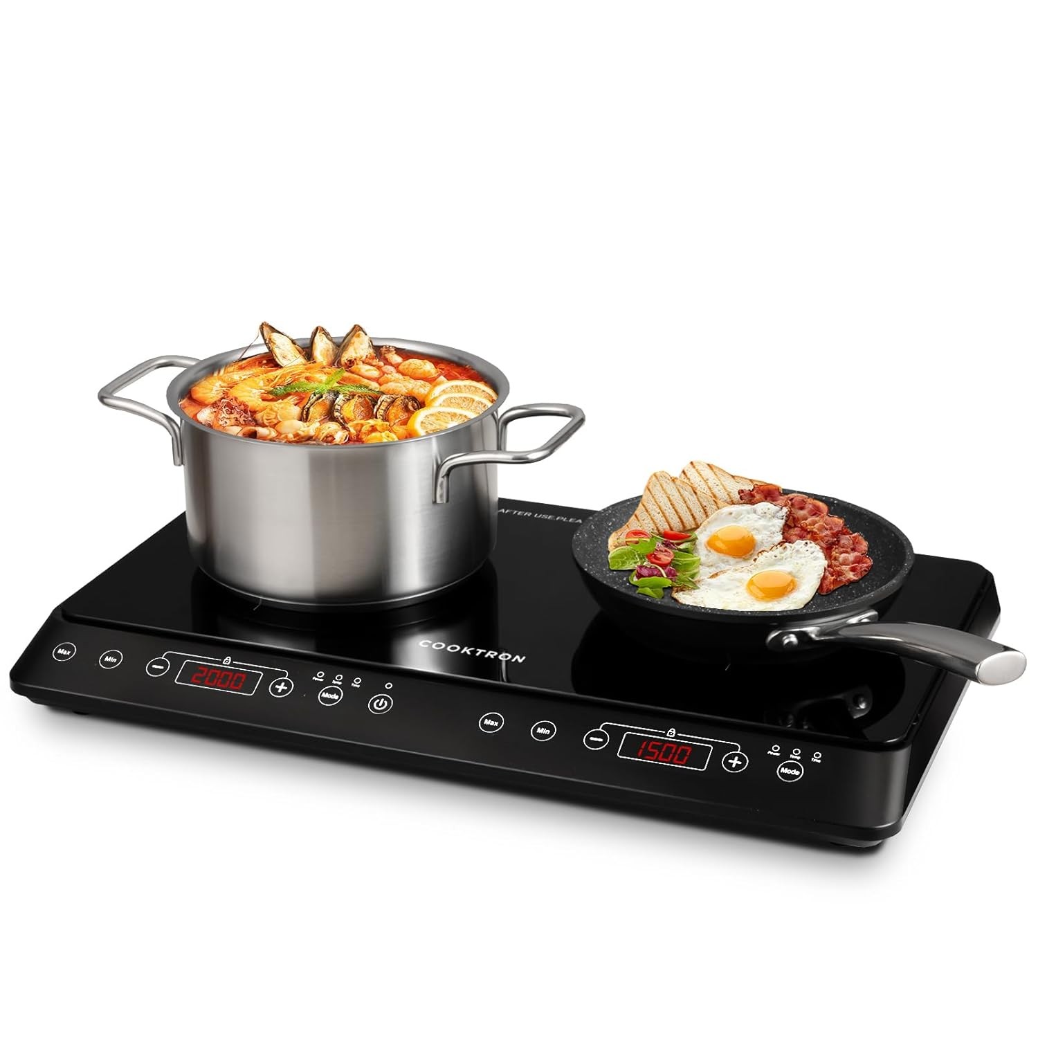 Induktionskochfeld 2 Platten 3500W tragbar schwarz 6 Leistungsstufen mobil