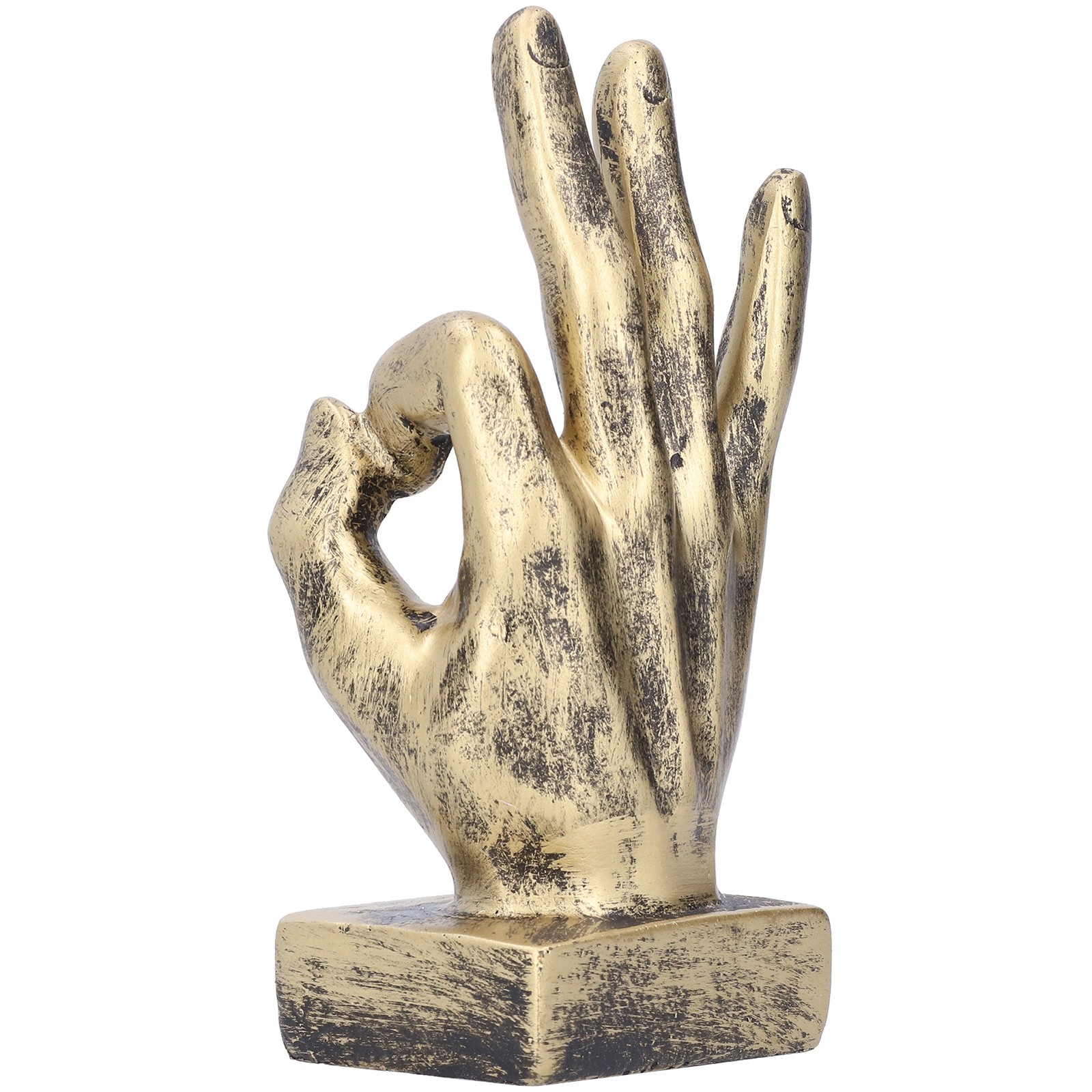 .Resin Finger Statue OK Gesture Sculpture Desktop Ornaments Home Retro