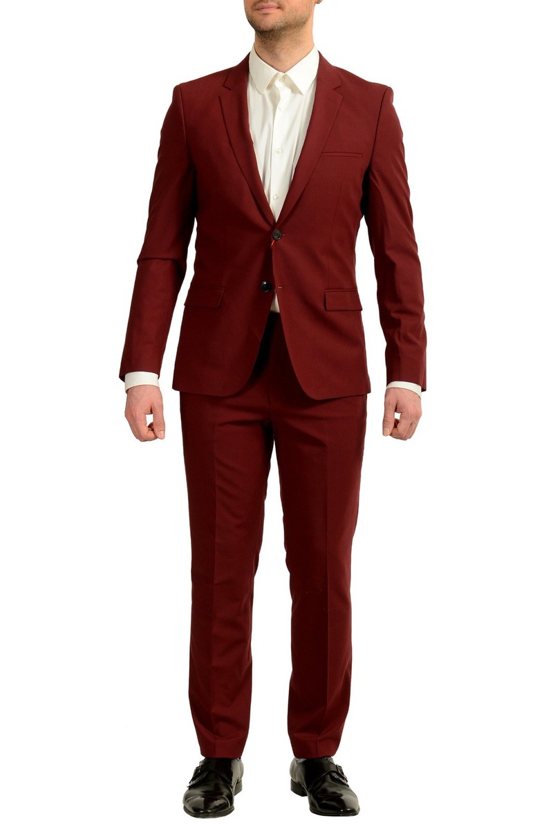 burgundy hugo boss dress Men's Arti/Hesten193 Extra Slim Fit Wool Suit US 40R IT 50R Modern fit features an