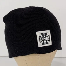 Vtg 90s West Coast Choppers Cross Logo Patch Skull Cap Beanie Black USA Made Y2K