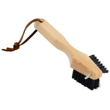 Shoe Sole Brush - Wild Boar Bristle, Oiled Beechwood and Stainless Steel Desi...