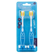 Ooak Kids Toothbrush, Tapered V Max Bristles, Happy Face, Blue, 2 Count