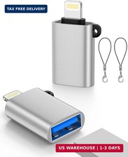 Lightning Male to USB Female Adapter, USB to iPhone OTG Dongle Adapter, 2-Pack U