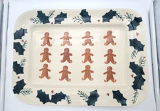 Hartstone Pottery Large 16 1/2" Gingerbread Man Holly Christmas Serving Platter