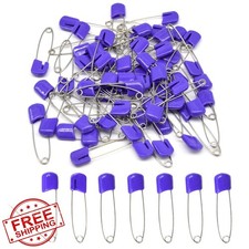Hocansen 50pc Baby Safety Pins 54mm Diaper Pins Purple Plastic Head