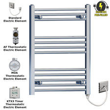 700 mm Height Small Pre-Filled Electric Flat Chrome Towel Rail Radiator Bathroom