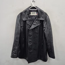 Schott NYC USA Us 740N Naval Leather Motorcycle Heavy Biker Peacoat Coat Size 42