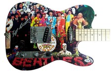 Beatles Producer Geoff Emerick Signed Autographed Custom Graphics Photo Guitar