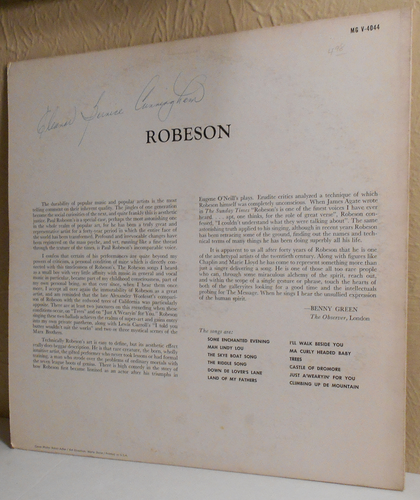 1960 PAUL ROBESON LP Robeson VG+ / Ex Verve MG V-4044 - Picture 2 of 3