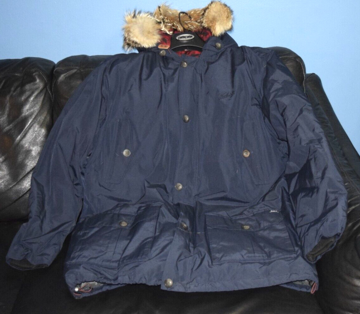 Men's-Woolrich-Artic Parka-Blue-Down-Parka-Jacket-Coat-Hood-XXL-2XL-NWT